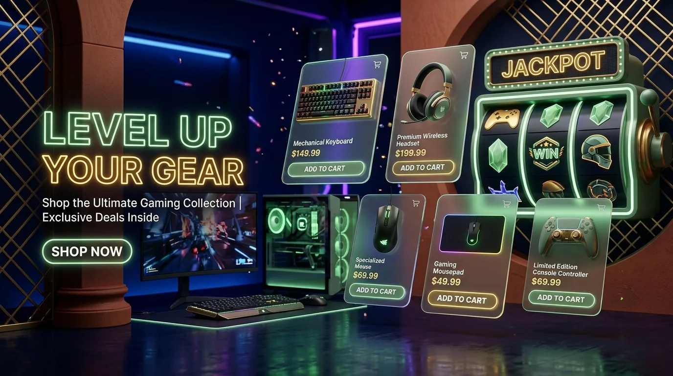 Banner hero toko gaming tempur78 bernuansa neon gelap