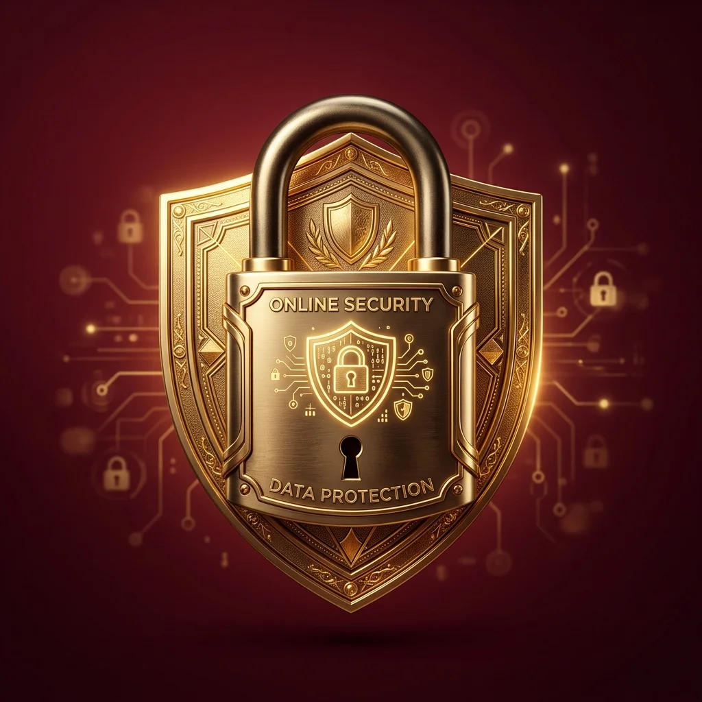 Ikon keamanan data preman189 dengan gembok dan perisai