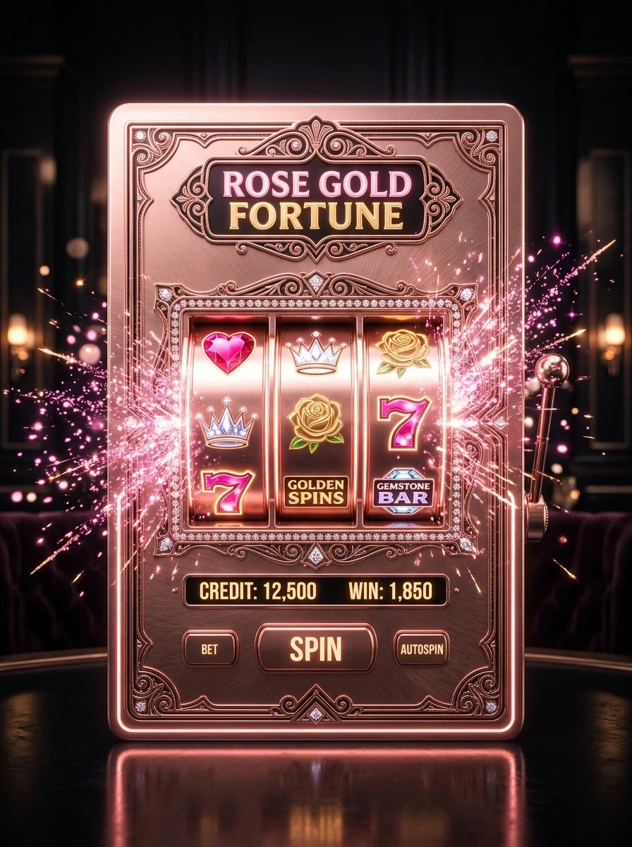 Kartu preview permainan slot bernuansa rose gold