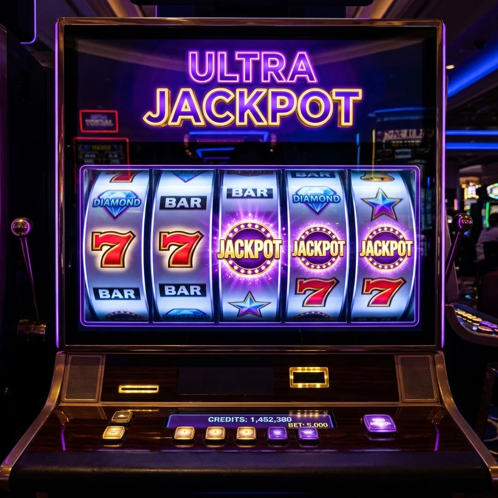 Mesin slot mewah dengan gulungan bercahaya jackpot