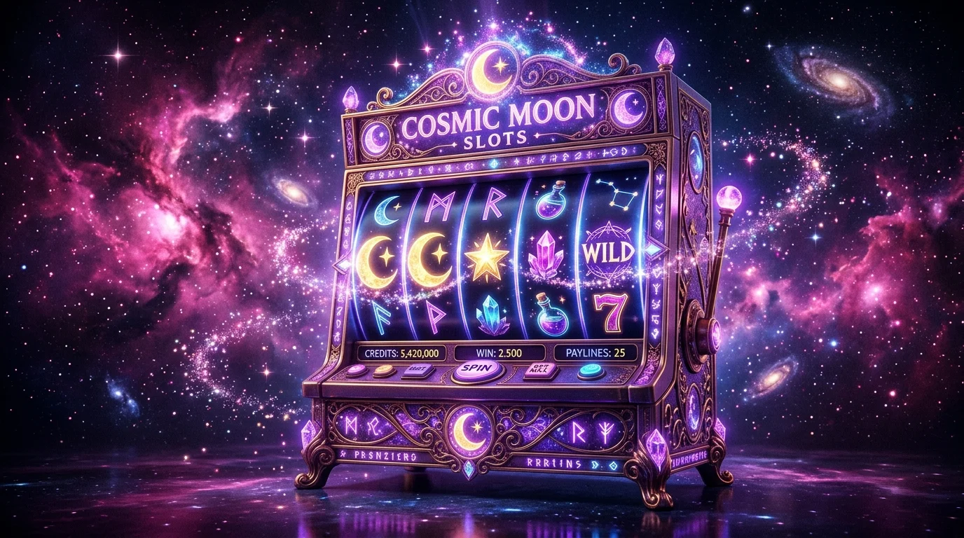 Mesin slot mistis dengan simbol bulan dan bintang bercahaya