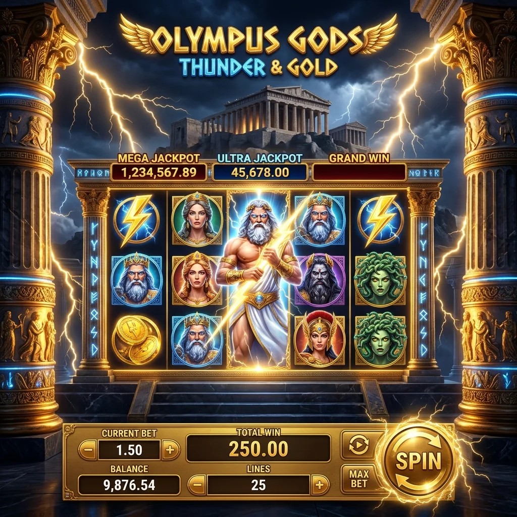 Slot Olympus bertema dewa Yunani dengan petir emas di jhon77