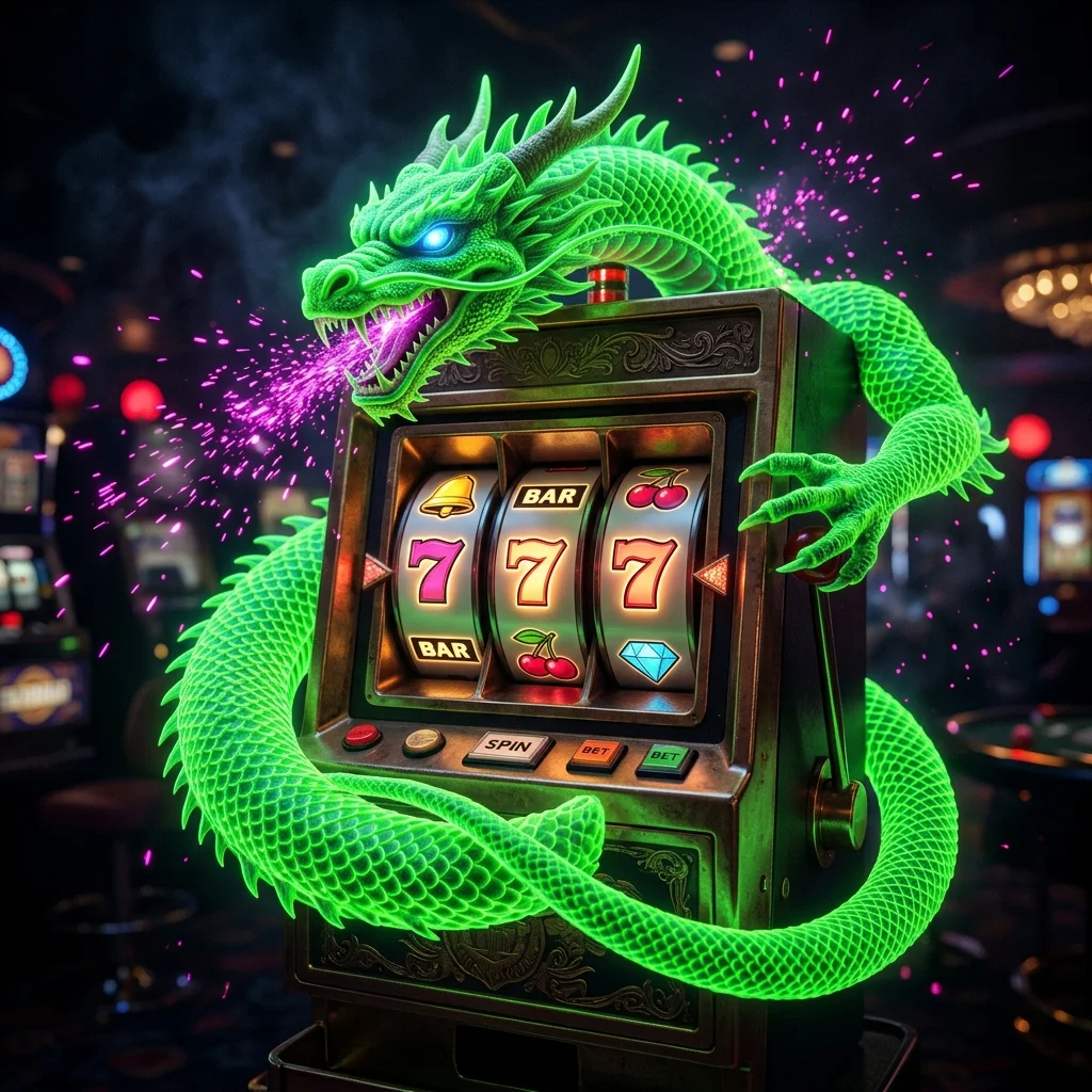 Produk Spadegaming dengan naga neon hijau