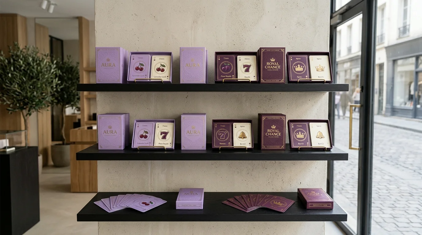 Etalase produk game ratuvegas bernuansa lavender dan plum