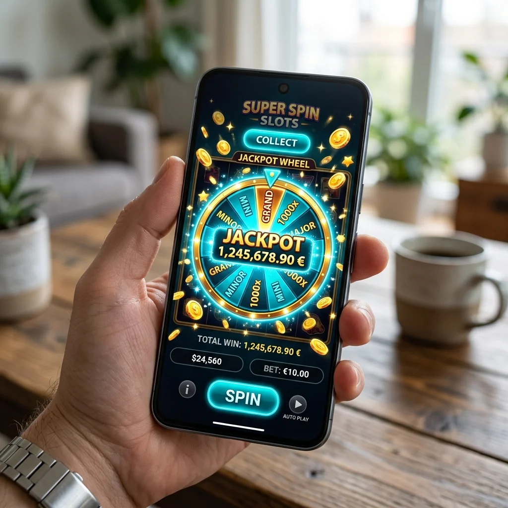 Tampilan aplikasi mobile bigbet78 dengan game slot online dan roda jackpot