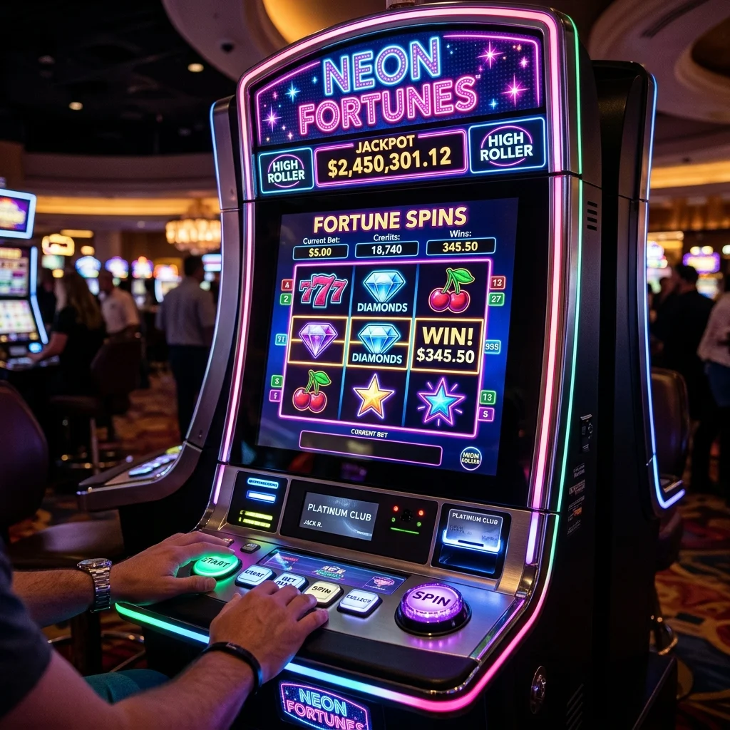 Playtech slot machine with neon lights