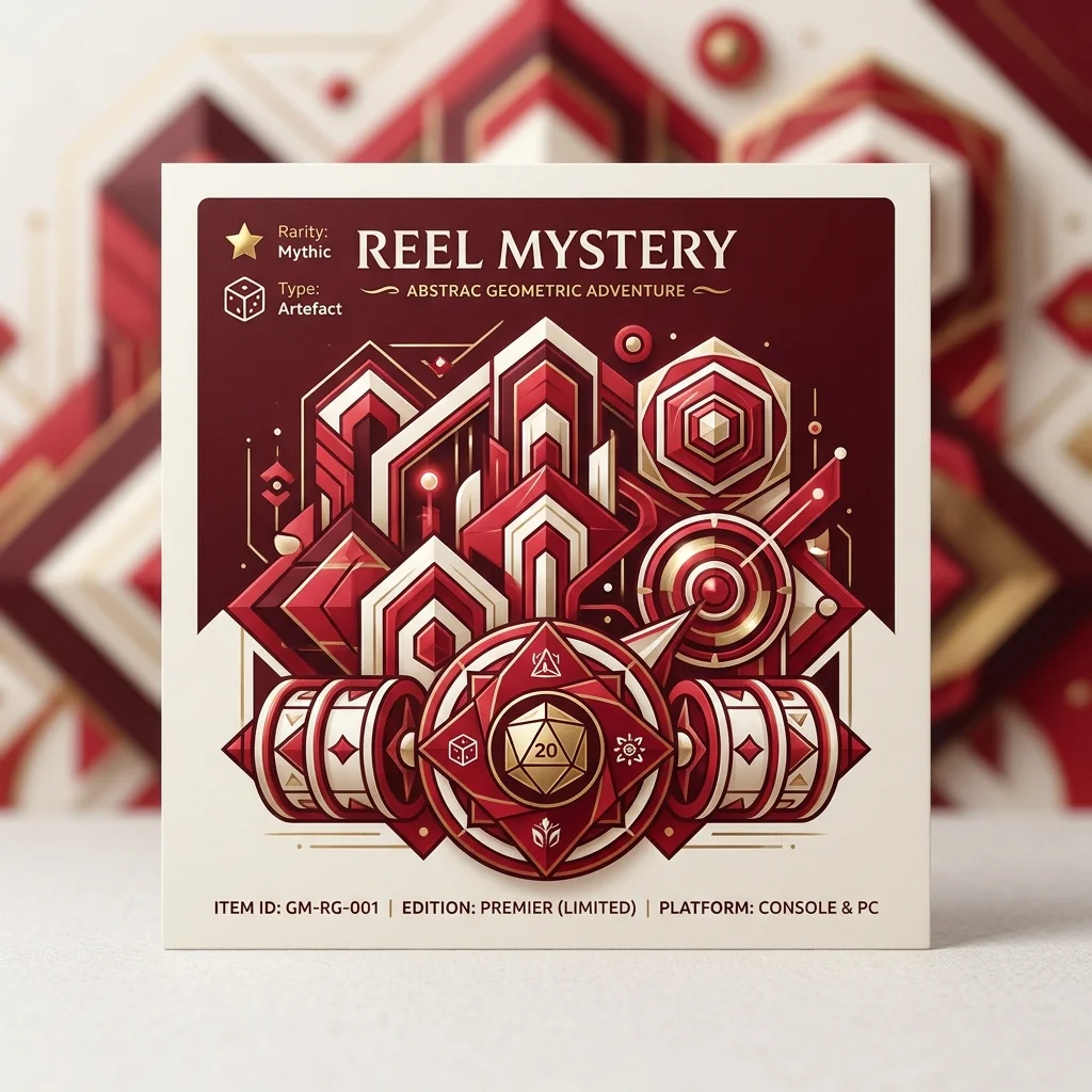 Produk CQ9 Gaming dengan desain reels abstrak merah dan krem
