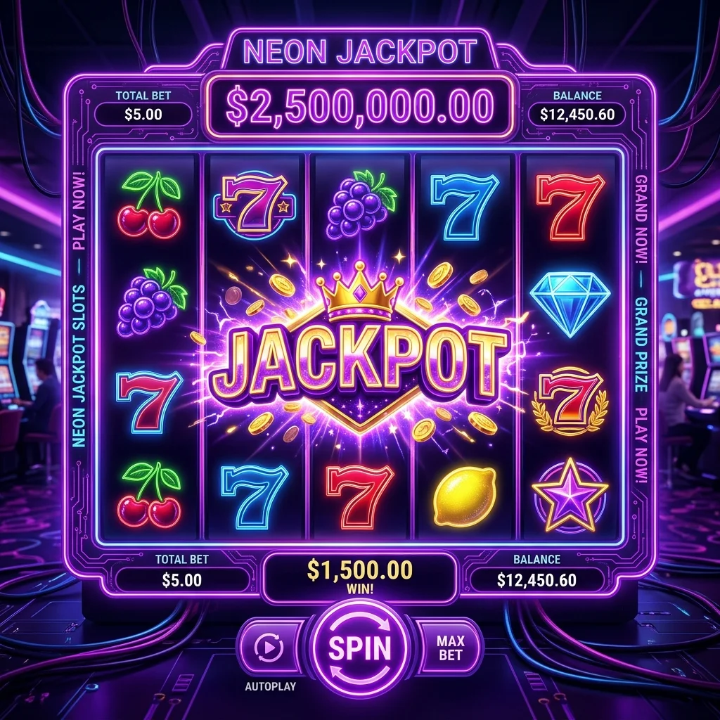 Ilustrasi permainan slot online lion8 dengan simbol jackpot berkilau