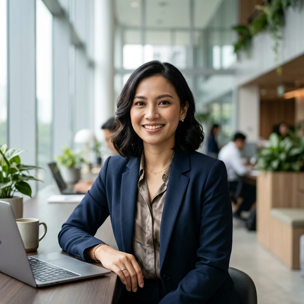 Foto member wanita tersenyum