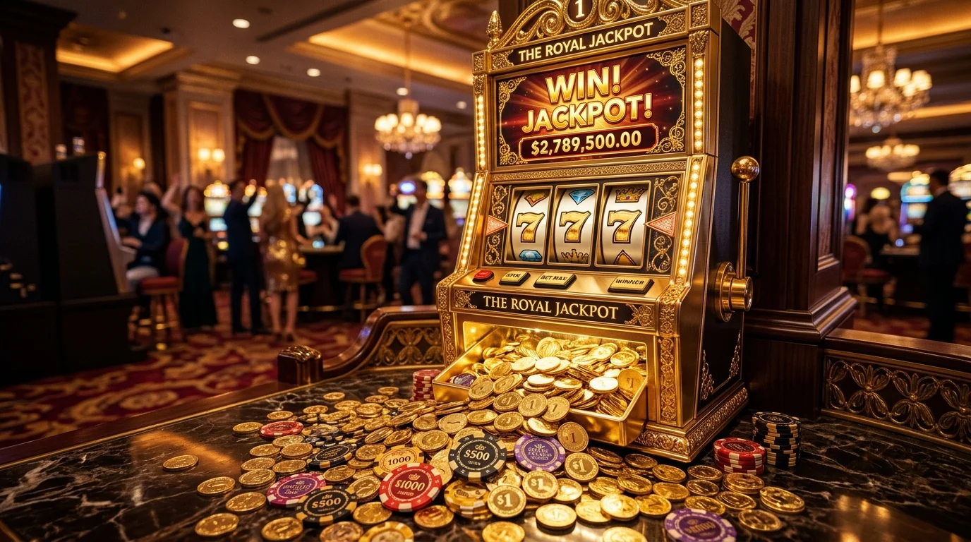 Mesin slot emas dengan koin jackpot melimpah