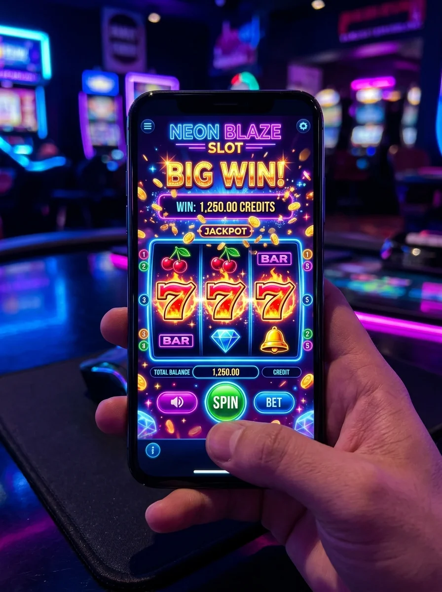 Tampilan permainan slot di smartphone dengan kombinasi kemenangan