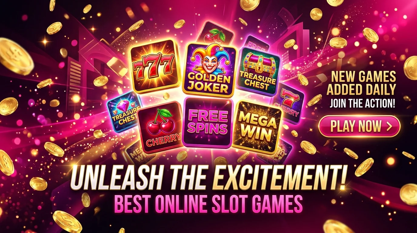 Etalase produk slot gacor HANTU777 dengan nuansa pink dan magenta