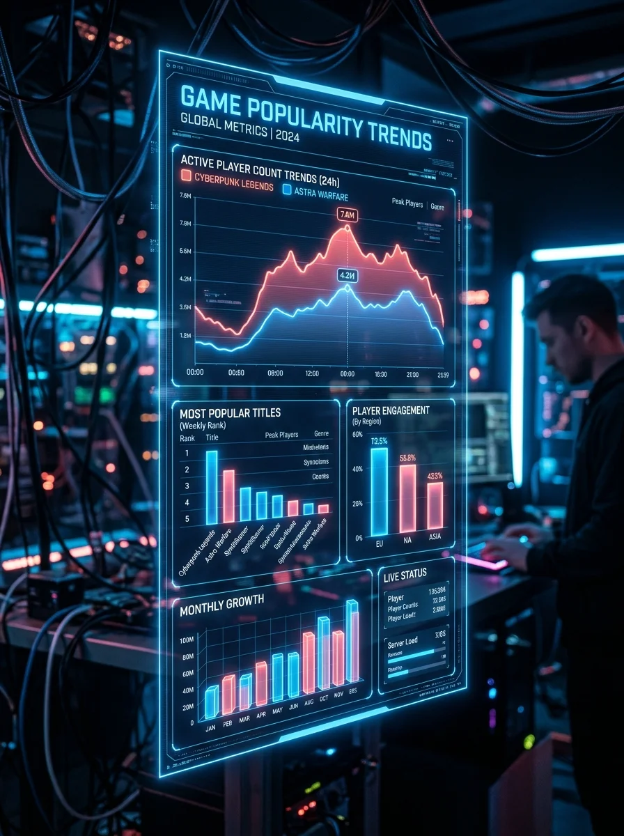 Dashboard analitik tren popularitas game digital AKAR189